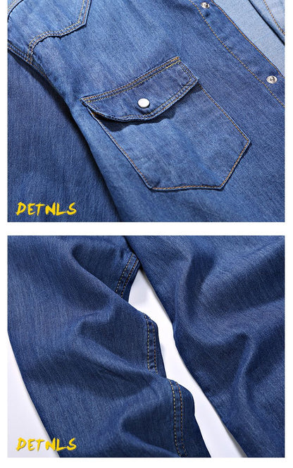 2023 spring and autumn Washing Charm jeans shirts Long sleeve men's shirt Denim Wear  men's jacket Cowboy wear free shipping