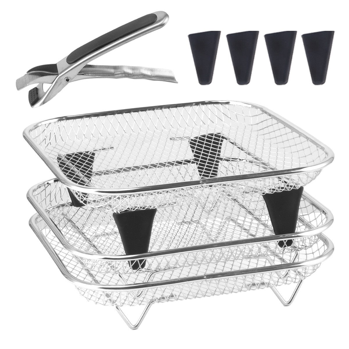 Air Fryer Rack Stackable Multi-Layer Stainless Steel Dehydrator Rack for Cosori, Instant Vortex, Ninja Foodi Grill