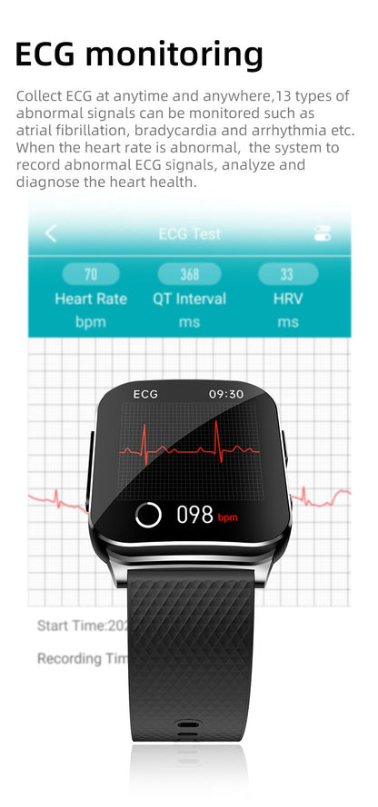 Smartwatch Inteligente 2025 NFC ECG Bomba de Ar Pressão Arterial Oxigênio no Sangue ECG+PPG Chamada Bluetooth NFC Para Homens e Mulheres Airbag