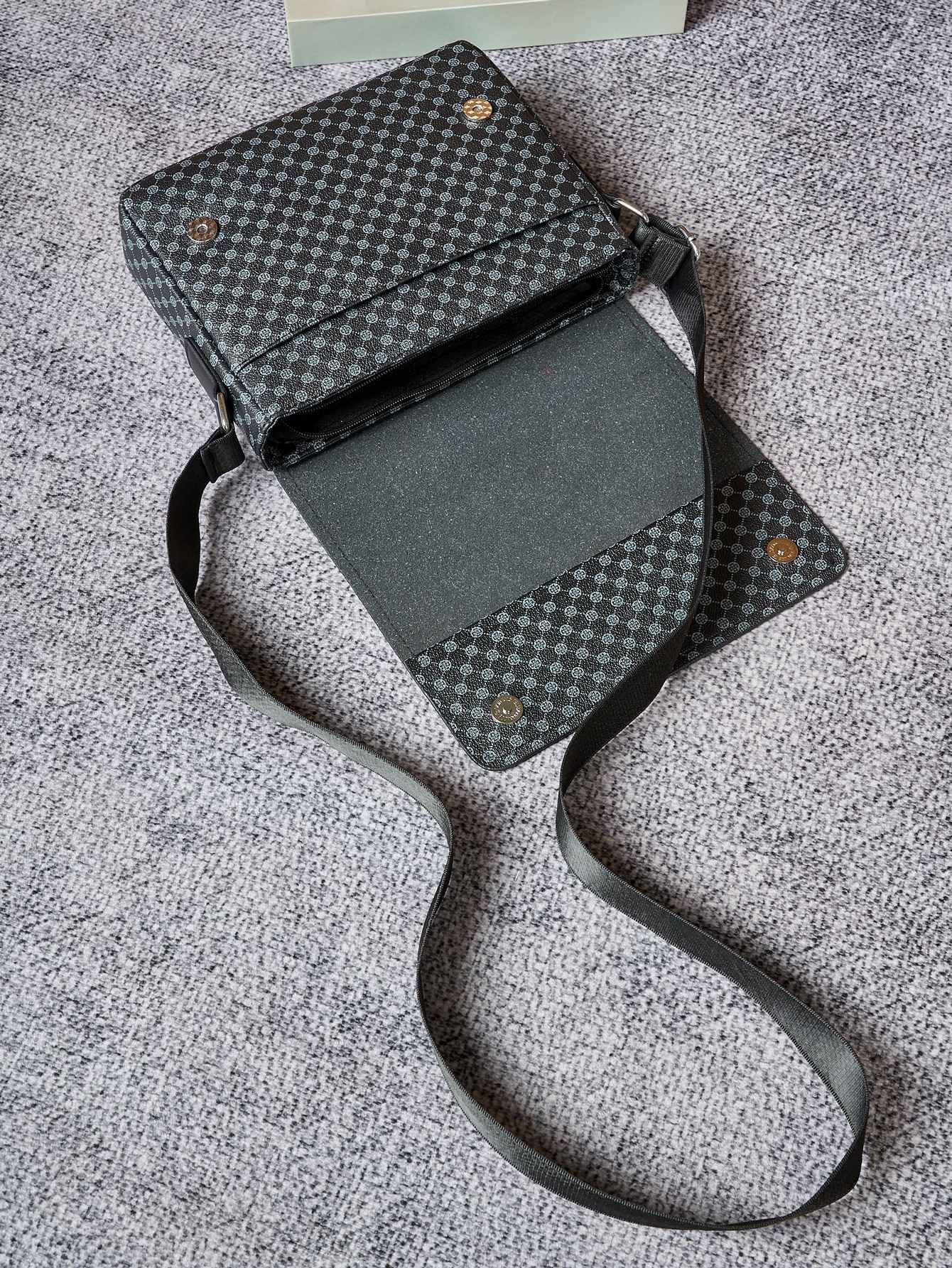 ??24cm Men's Crocodile Embossed Crossbody Bag - Slim Anti-Theft PU Sling Bag w/ Phone Pocket, Fits 10" Tablet & Passport