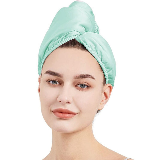 Satin Wrapped Silk Dry Hair Cap Satin Ultra-Soft Coral Fleece Luxurious Color Hair Towel Wrap Quick-Dry Absorbent Shower Cap Tur
