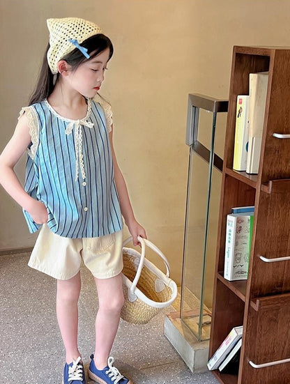 Korean Children's Clothes 2025 Top Elementary Student Girl Clothing Setup Girls From 8 12 Years Old Summer Sets Set Child Set
