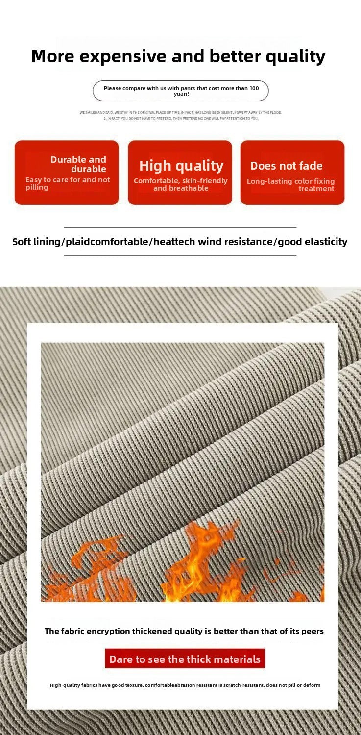 Thickened Fleece Lamb Velvet Large Size Corduroy Wide Leg Casual Straight Leg Pants Women Autumn Winter Special Thick Shiny Casu