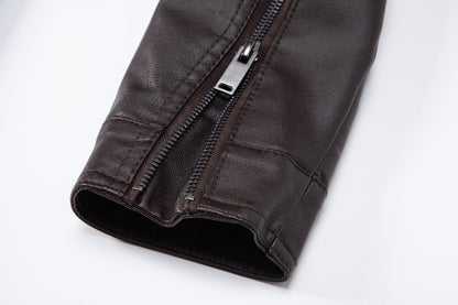 Men's Leather Jacket 2025 New Spring Autumn Winter Korean Style Slim Fit Trendy Fleece Lined Thickened Motorcycle Jacket Men's