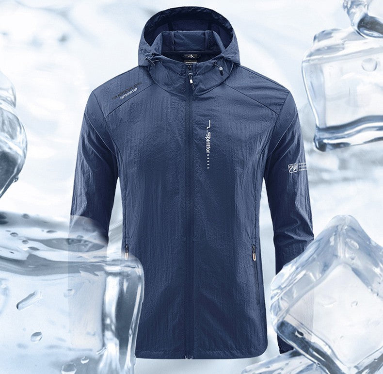 Summer Outdoor Quick Dry Sun-Protective Thin Jacket Men Hiking Fishing Cycling Hooded Gym Sport Windbreaker Ultra Light Coats