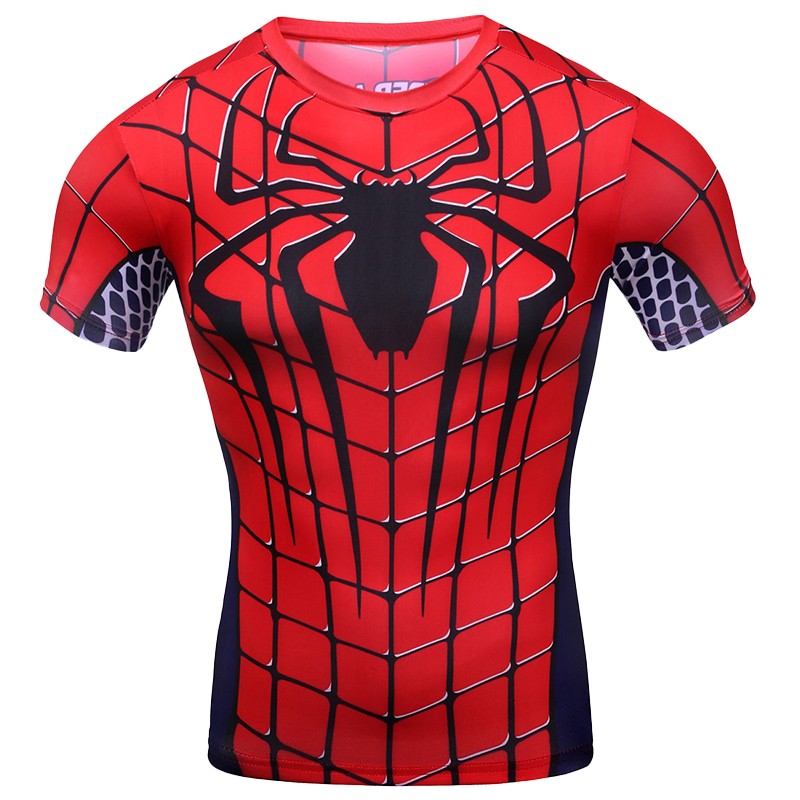 New Men Comics Cosplay Spiderman Iron Man Compression T-shirt Short Sleeve Sport Tees Tops Fitness Sportwear Marvel Clothes