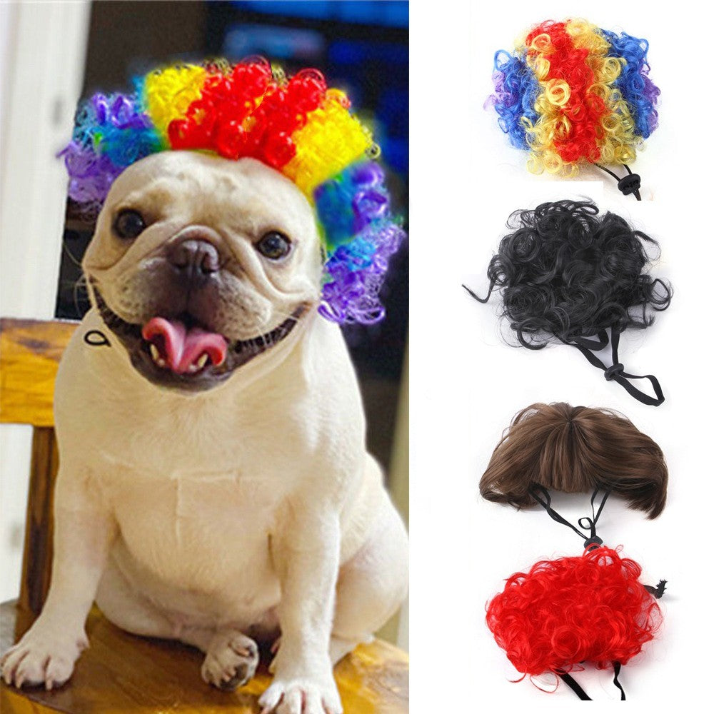 Perucas para Pets Cabeças Explosivas Acessórios de Cabelo de Palhaço para Cães e Gatos Fantasias de Halloween Natal Acessórios Divertidos para Cabelo de Pets