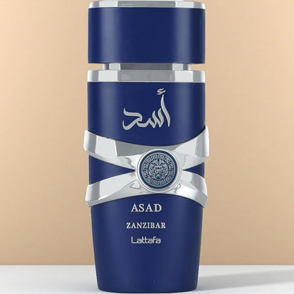 Lattafa Asad Zanzibar Eau De Toilette for Men - Fresh Spicy Vanilla Coconut Long Lasting Fragrance 3.4 Oz/100 Ml Bottle