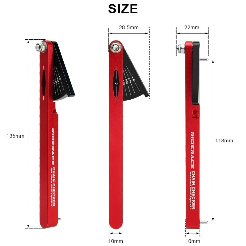 Ferramenta Indicadora de Desgaste de Corrente de Bicicleta RIDERACE Medidor Multifuncional de Corrente de Bicicleta Verificador de Medição Ferramentas de Reparo para MTB e Ciclismo de Estrada