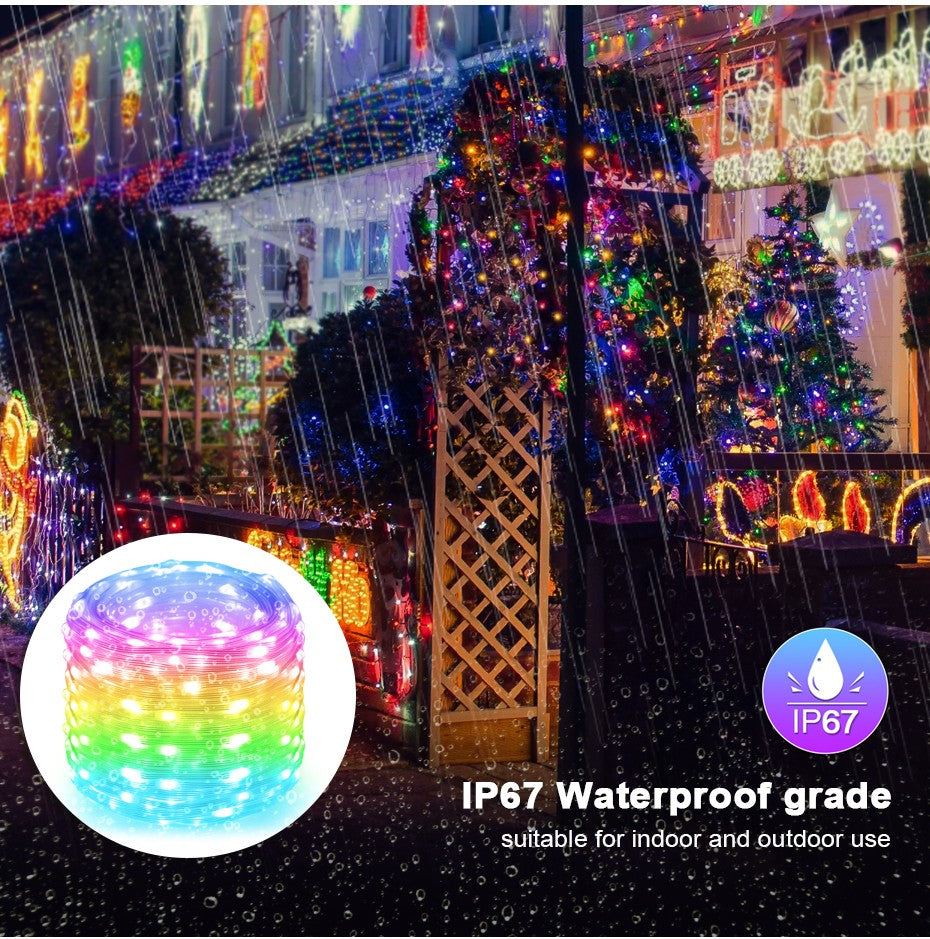 Bluetooth Smart LED String Fairy Lights 5V WS2812B Christmas Garland Light RGBIC Dream Color Waterproof IP67 for Party Holiday