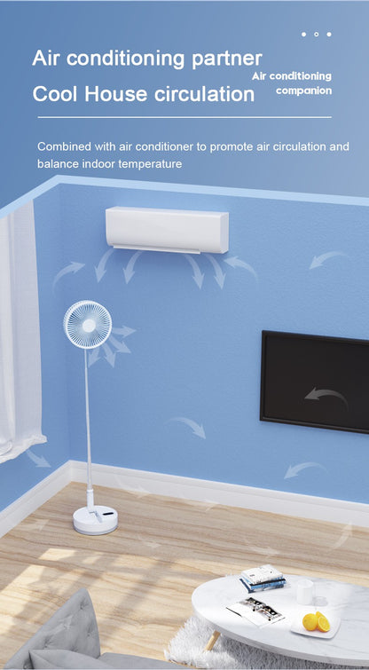 P10 10800mAh Folding Portable Fan USB Remote Control Air Cooler Silent Rechargeable Wireless Floor Standing Fan for Camping Desk