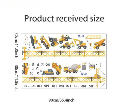 Height Stickers Construction Vehicle Tower Crane for Kids Room Kindergarten Baby Measuring Height Ruler Wall Stickers Boys Gift