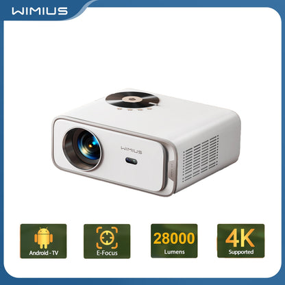 Projetor Wimius Nativo 1080P 1000ANSI Android 9.0 Projetores WiFi 6 e Keystone 4P Projetor Portátil Para Home Theater