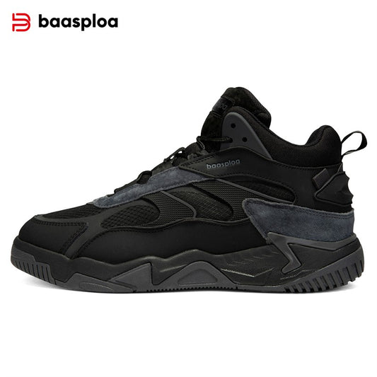 Baasploa Winter Men Leather Sneakers Casual Fashion Waterproof Sport Shoes For Man Plush Warm Male Sneakers Non-Slip Outdoor