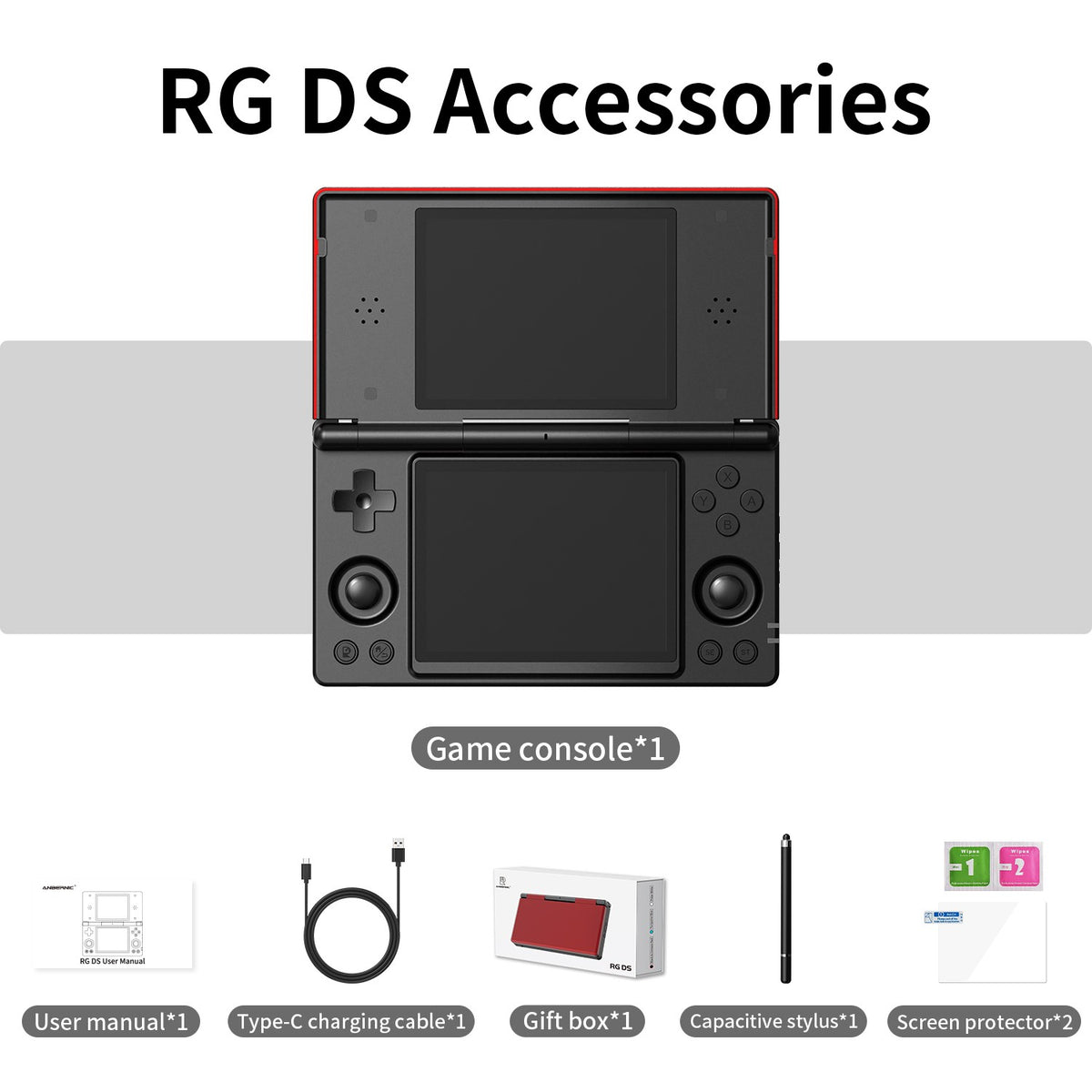 Anbernic RG DS Retro Video Game Console 4 Inch IPS Dual Multi-touch Screen Android 14 Flip Game Player RGDS For Christmas Gift
