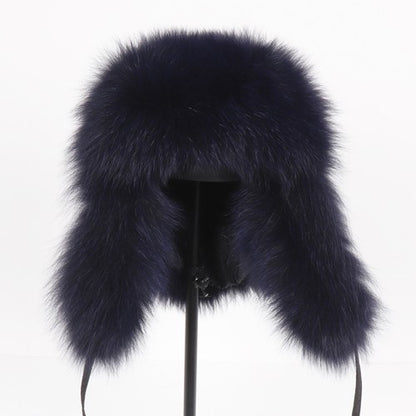 2025 Novo Chapéu Feminino Ushanka Russo de Pele de Raposa Natural Inverno Grosso Quente Orelhas Moda Chapéu Bomber Senhora Gorro Genuíno de Pele de Raposa Real