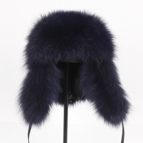2025 Novo Chapéu Feminino Ushanka Russo de Pele de Raposa Natural Inverno Grosso Quente Orelhas Moda Chapéu Bomber Senhora Gorro Genuíno de Pele de Raposa Real