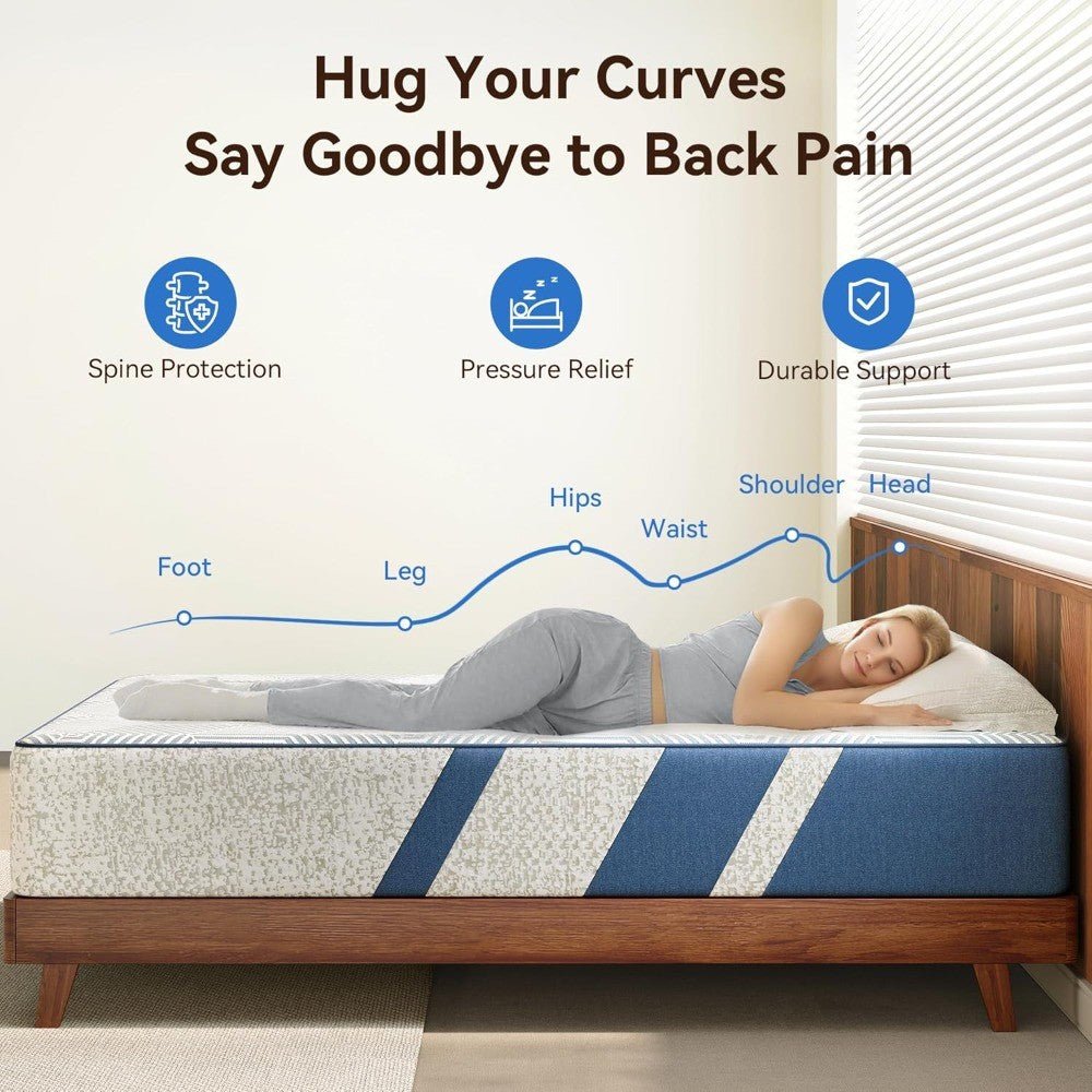 Queen Mattress,12 Inch Gel Memory Foam Mattress Queen Size, for Pressure Relief & Spine Support, Diamond Pattern Design,