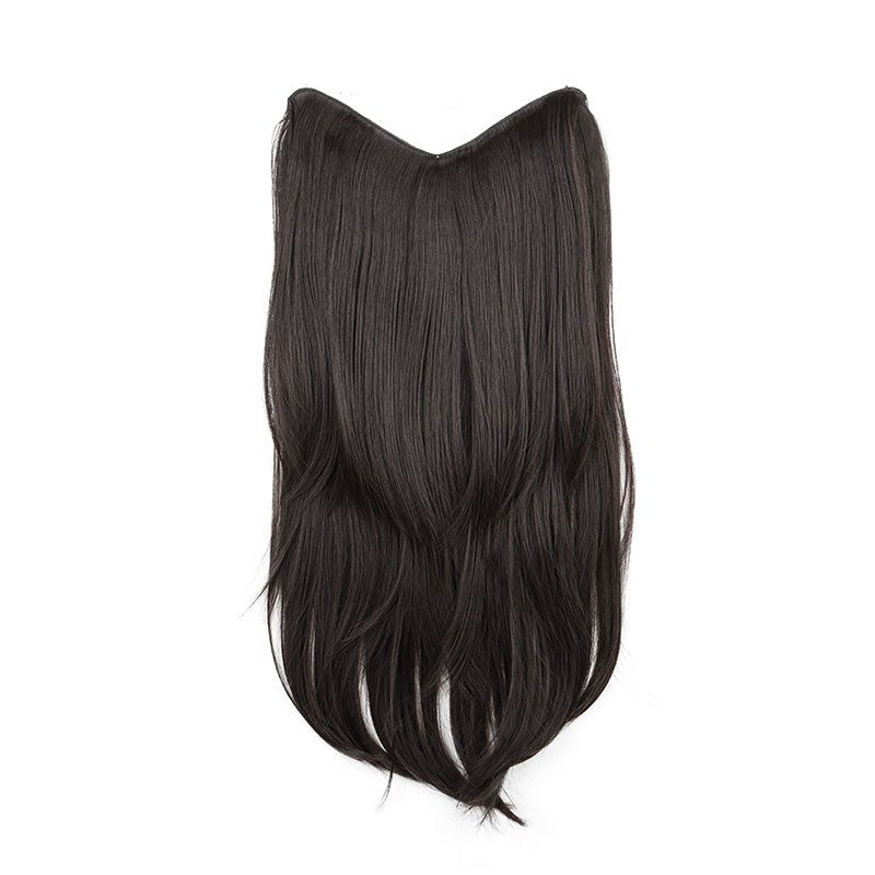 Alongamento de Cabelo Sintético de 22 Polegadas em Formato V, Longo e Liso, Peça de Cabelo em Camadas Natural Invisível para Uso Diário Feminino em Festas e no Dia a Dia