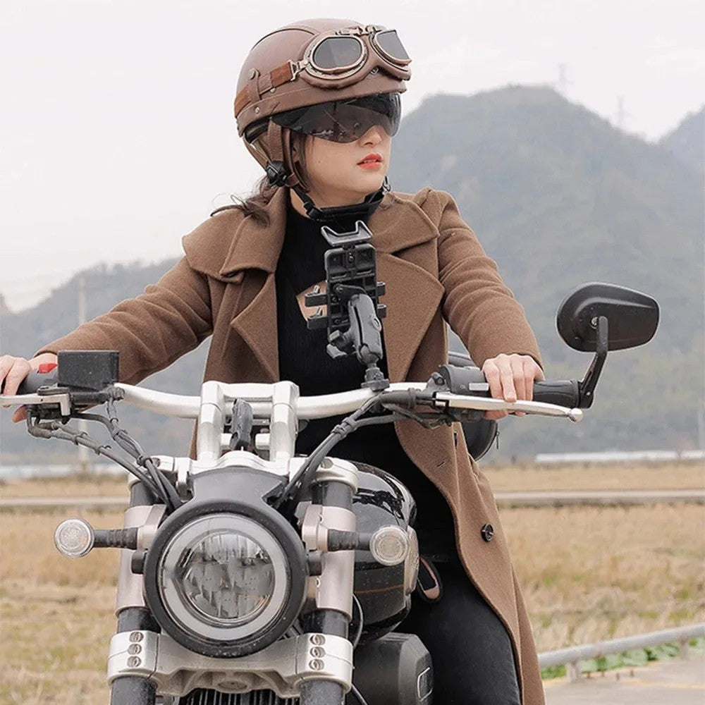 Retro Motorcycle Helmet PU Leather Moto Helmets Men Women Half Helmet HD Lens Casco Four Seasons Riding Scooter Capacetes