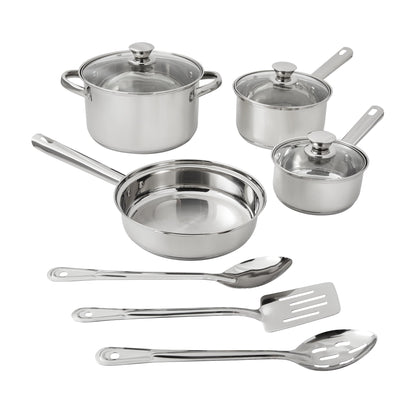 10-Piece Nonstick Stainless Steel Cookware Set for Durability and Style for Everyday Homemaking