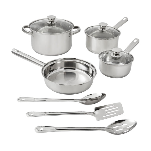 10-Piece Nonstick Stainless Steel Cookware Set for Durability and Style for Everyday Homemaking