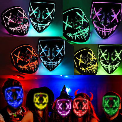 Wireless Scary Glowing Mask LED Luminous Purge Mask Halloween Horror Neon Light Up Cosplay Party Mask Fstival Costume Supplies