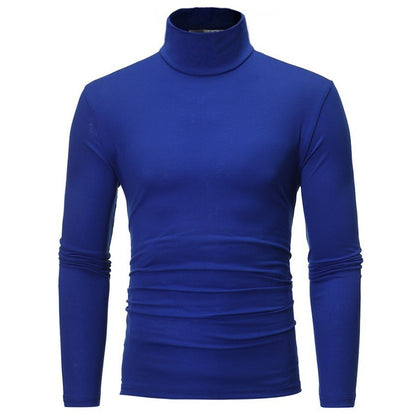 Hot Winter Warm Men Mock Neck Basic Plain T-shirt Blouse Pullover Long Sleeve Top Male Outwear Slim Fit Stretch Fashion Sweater