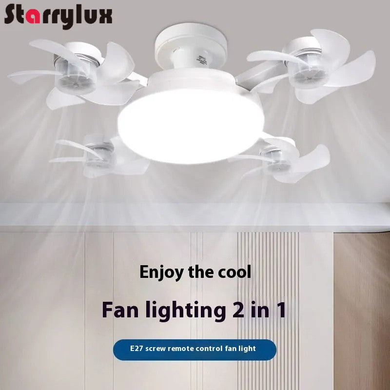 LED Smart Silent Fan Light with E27 Screw Creative 3/4/5 Head Remote-Controlled 3-Speed Adjustable for Home Living Room Bedroom