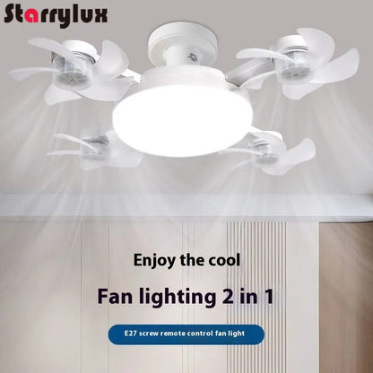 LED Smart Silent Fan Light with E27 Screw Creative 3/4/5 Head Remote-Controlled 3-Speed Adjustable for Home Living Room Bedroom