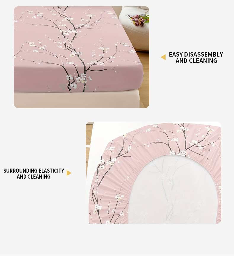 Conjunto de Lençol com Elástico Estampado 3 Peças (1 Lençol com Elástico + 2 Fronhas, Sem Enchimento)
