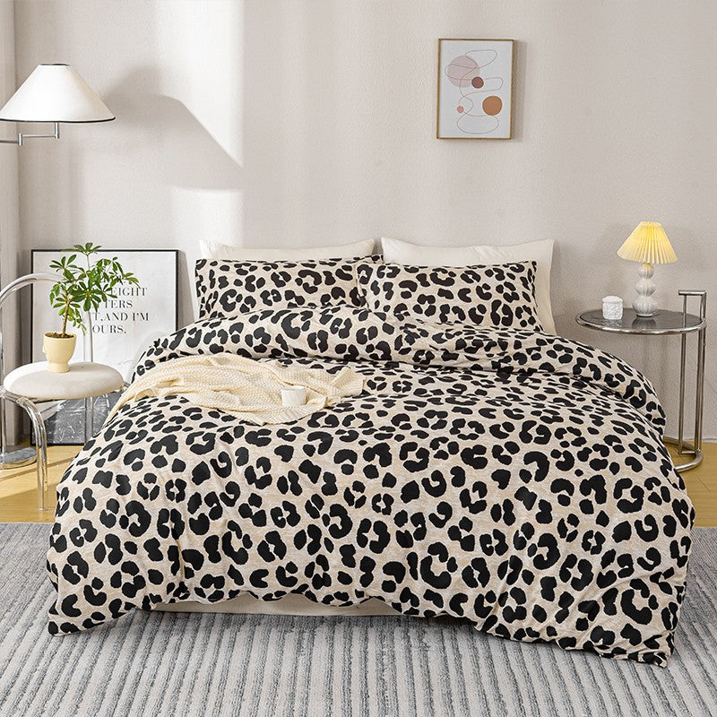 3pcs Leopard Print Duvet Cover Set, Soft Skin-Friendly Bedding Set Includes 1 Duvet Cover And 2 Pillowcases