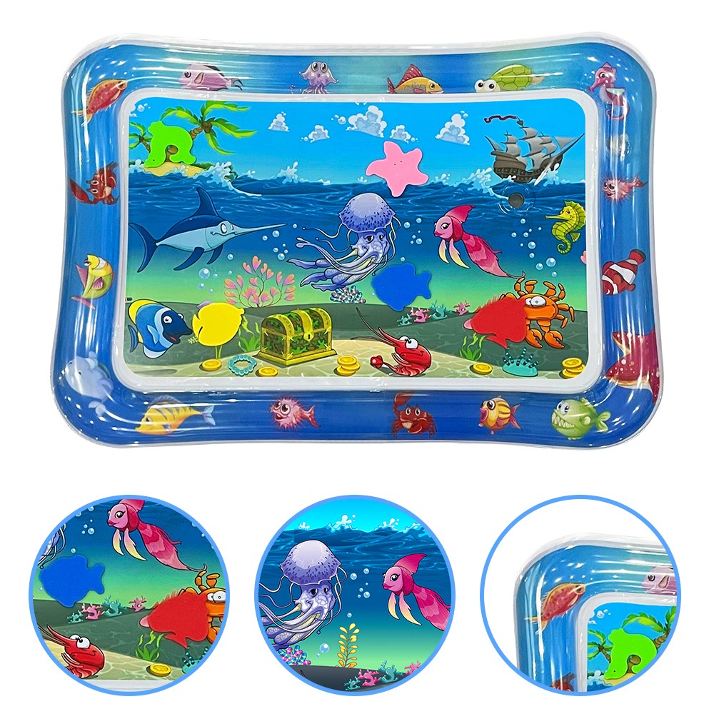 Squid Ocean Theme Inflatable Water Mat for Babies - Thick PVC Sensory Play Mat, Educational Baby Toy, Perfect Birthday Gift