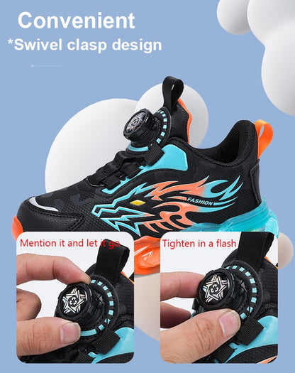 New Anti-skid Leather Kids Sneakers for Boys Running  Walking Lightweight Casual Shoes With Fashion Dragon Pattern Size 28-39