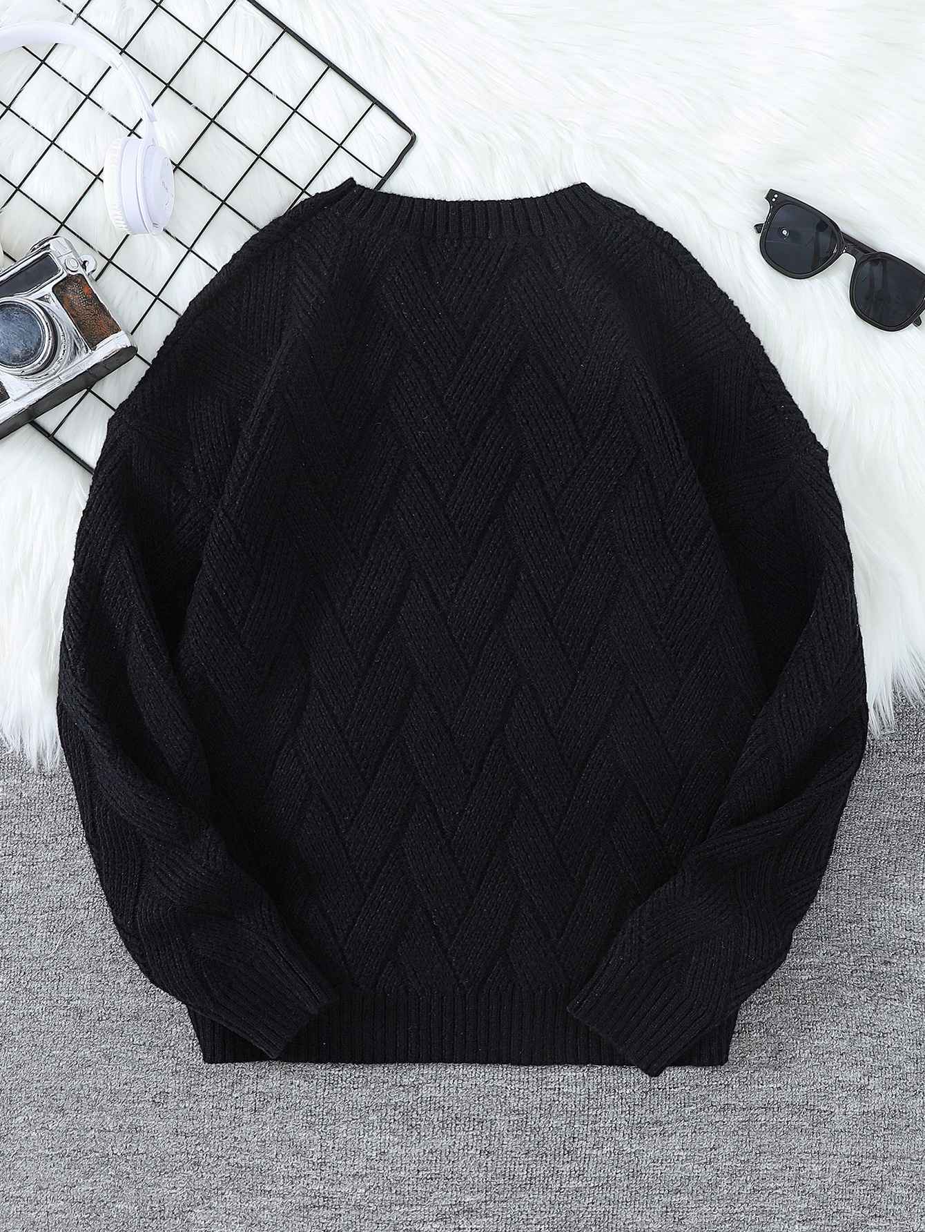 New\Japanese Style Round Neck Couple Sweater Plain Weave Style Casual Versatile Trendyy Men's Long-Sleeved Sweater Top