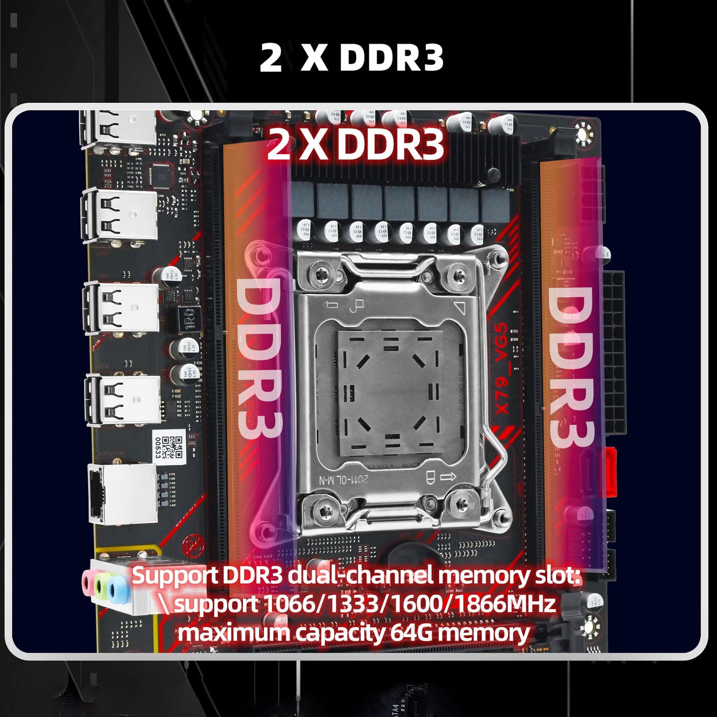 Kit Placa Mãe ZSUS X79 com Processador Intel LGA2011 Xeon E5 2630 V2 Memória RAM ECC DDR3 1*16GB Suporte Slot M.2 NVME