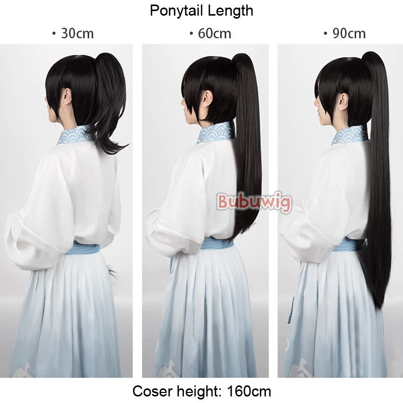 Bubuwig Cabelo Sintético 22 Cores 30cm Curto Liso Rabo de Cavalo Único Moda Anime Preto Vermelho Azul Perucas Cosplay Resistente ao Calor