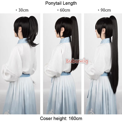 Bubuwig Cabelo Sintético 22 Cores 30cm Curto Liso Rabo de Cavalo Único Moda Anime Preto Vermelho Azul Perucas Cosplay Resistente ao Calor