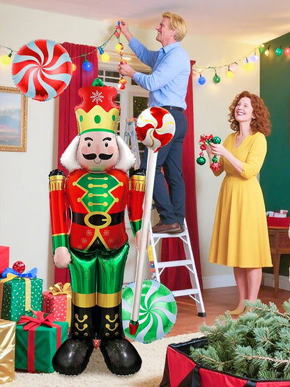 3pcs Large Standing Candy Walnut Guard Balloons, Christmas Theme Event and Scene Decorations, Birthday, New Year's Eve