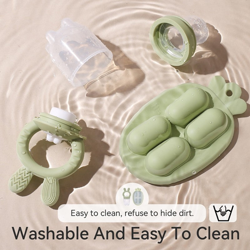 Silicone Baby Fruit Feeder With Cover Fruit Vegetable Food Supplement Bite Soother Nibbler Feeding Tableware Teething Pacifier