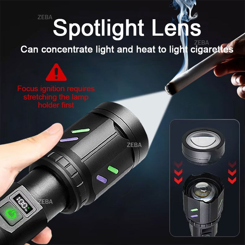 Ultra Powerful Windproof Fire Starting Flashlight Rechargeable High Power Torch Focused Light Source Can Light A Flame Lantern