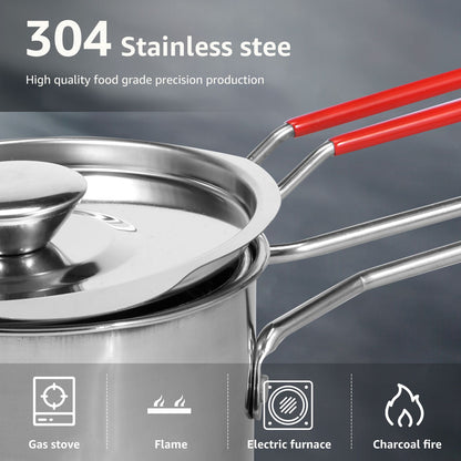 Deep Fryer with Strainer Basket and Handle Stainless Steel Fry Pot Food Grade Outdoor Fryer with Lid Portable Food Cooking Pot