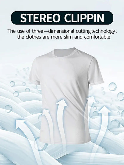 Round Neck T-Shirt 7-Piece White Ultra-Light Men's Quick-Drying Breathable Sweat-Absorbent Shirt Suitable for Fitness Gym and Ru