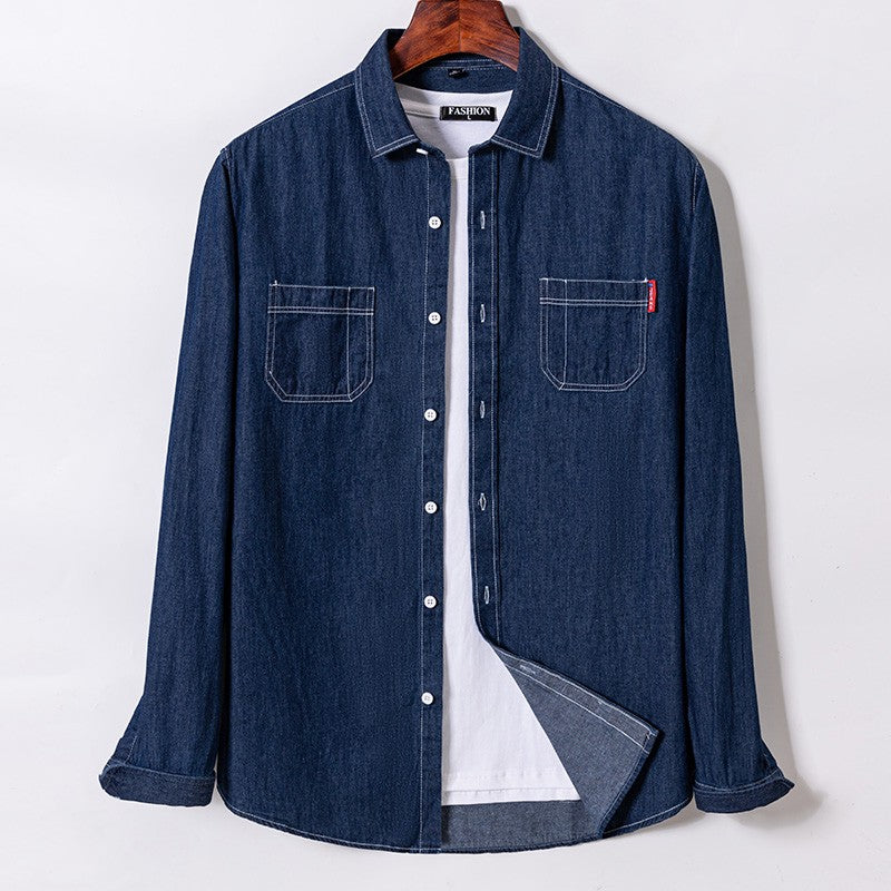Brand Elastic Cotton Denim Shirt Men Long Sleeve Quality Cowboy Shirts for Men Casual Slim Fit Mens Designer Clothing