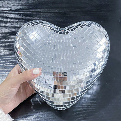 Heart-Shaped Disco Ball Decorations Lightweight Reflective Christmas Party Decorations Glass Keychain Glass Decorations
