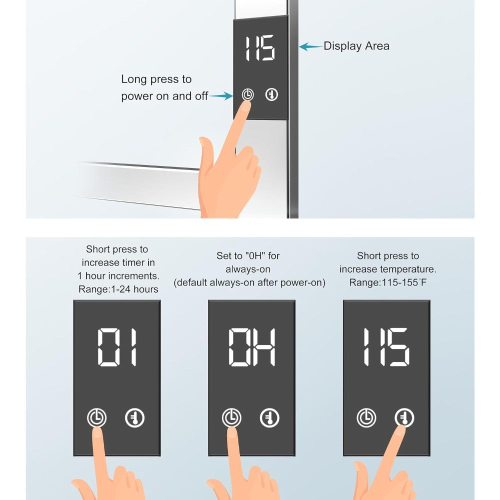 Matte Black 8-Bar Towel Warmer with Quick Heat, Auto Shut-Off and Hardwired or Plug-In Options - Perfect for Warming Towels