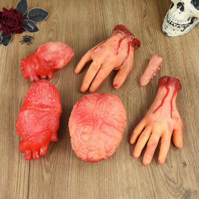 1-2PCS Scary Halloween Decor Bloody Broken Body Parts Fake Hands Legs Arms Brain Heart Horror Party Props