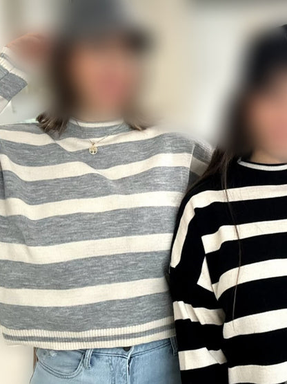 High Street Fashion Clothing New Style Fashion Striped Casual Long Sleeve Sweater Men Harajuku Y2K Warm Embroidered Long Sleeve