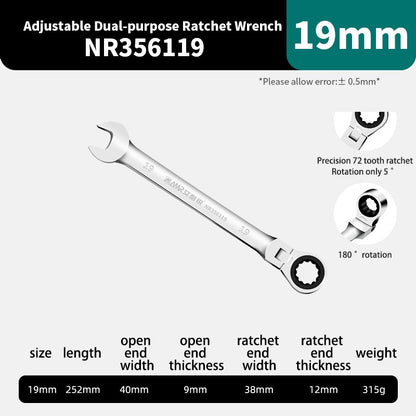Conjunto de Chaves Catraca AMR Ferramenta Manual de 72 Dentes Cabeça Flexível Acabamento Espelhado 6mm-32mm Reparo Automotivo e Residencial