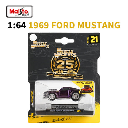 Maisto Escala 1:64 2025 Ferrari F40 Porsche AE86 Mustang Muscle Car Modelo Estático Brinquedo Colecionável
